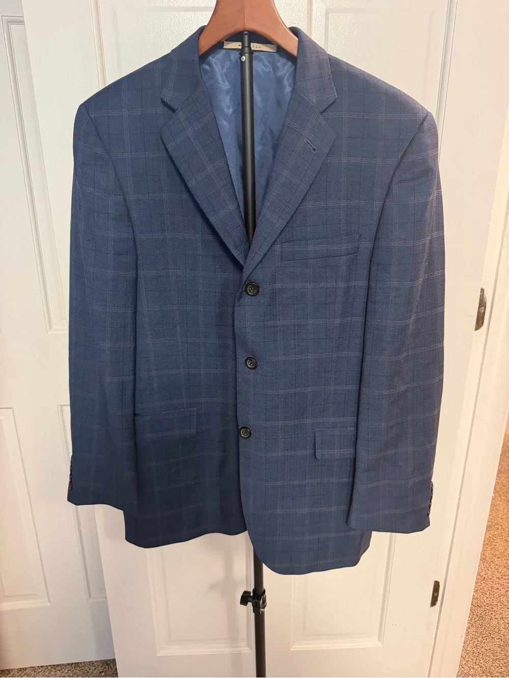 Burberry London Blue Windowpane Sport Coat Men’s Size 40 Made in the USA